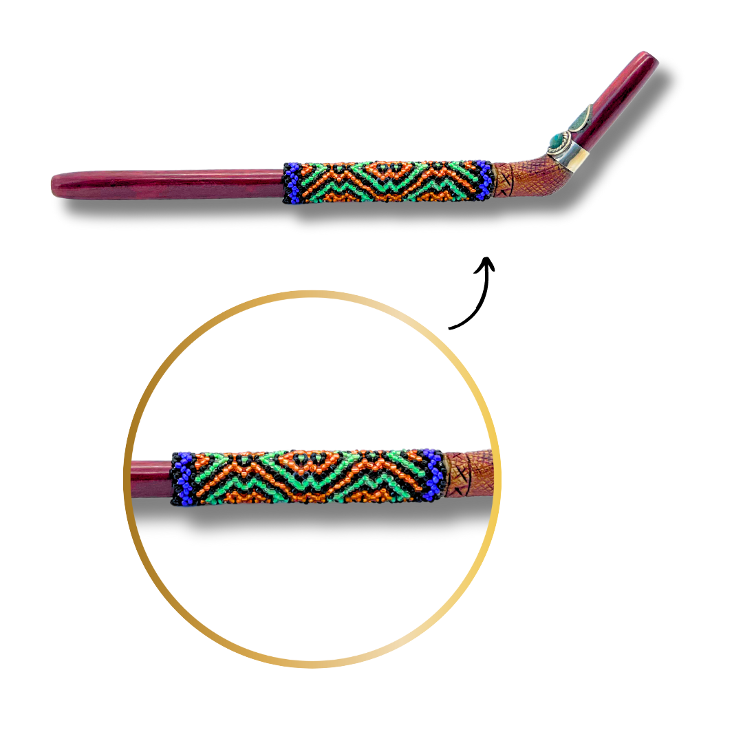 Shipibo Rosewood Beaded Tepi Shamanic hape rapeh administrator pipe Awake Healer