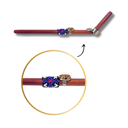 Shipibo Ayahuasca and Quartz Rosewood Beaded Tepi - Handcrafted Artistry 9"