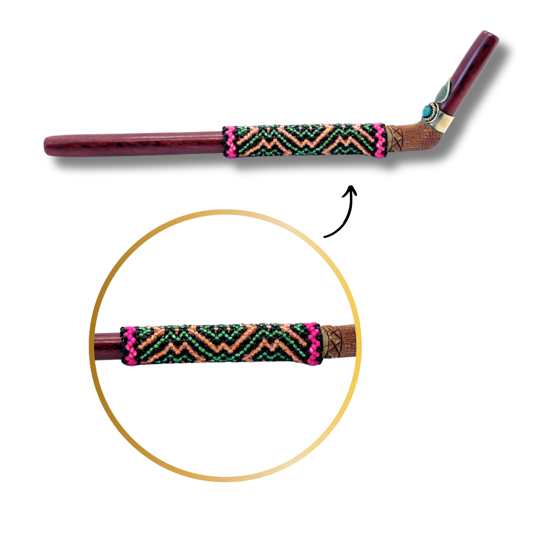 Shipibo Rosewood Beaded Tepi Shamanic hape rapeh administrator pipe Awake Healer