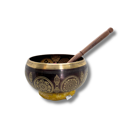 Handmade Bronze Singing Bowl Om Design (7-8 inch)