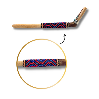 Sacred Amazonian Tepi Hapé Pipe – Shipibo purple multicolor beaded craftsmanship for meditation and spiritual practice