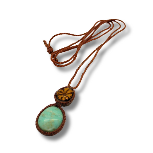 Shipibo Pendant with Ayahuasca Vine and Amazonite