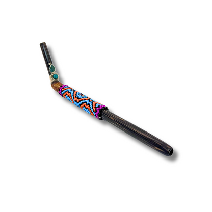 Shipibo Chonta Wood Beaded Tepi Shamanic hape rapeh administrator pipe