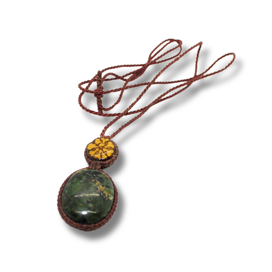 Shipibo Pendant with Ayahuasca Vine and Nephrite Jade