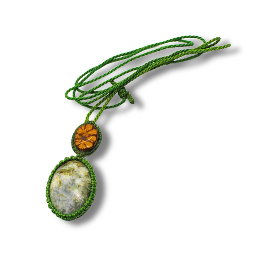 Shipibo Pendant Made from Ayahuasca Vine and Rainforest Jasper