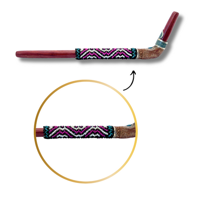 Shipibo Rosewood Beaded Tepi Shamanic hape pipe