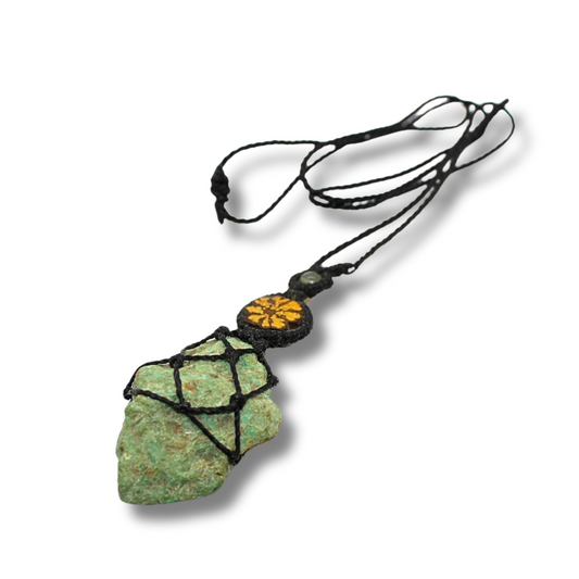 Shipibo Pendant with Ayahuasca Vine and Chrysocolla