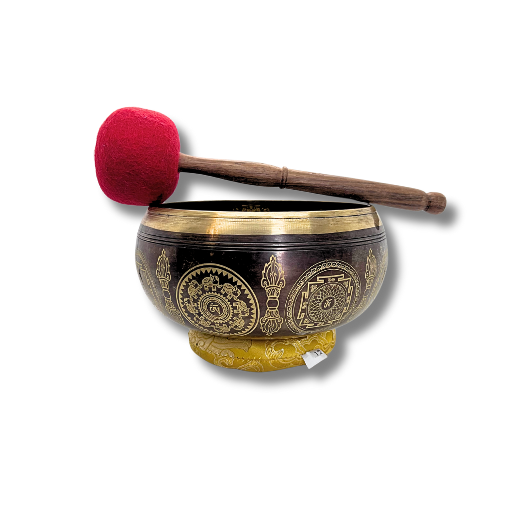 Handmade Bronze Singing Bowl Om Design (7-8 inch)