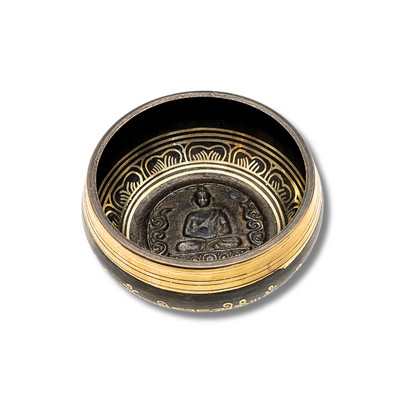 Hand-Hammered Bronze Singing Bowl (5-inch) Om Mani Padme Hum Design Awake Healer