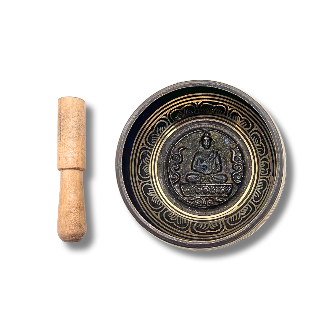 Hand-Hammered Bronze Singing Bowl (5-inch) Om Mani Padme Hum Design Awake Healer