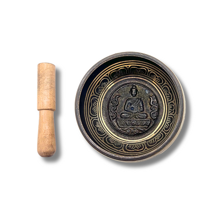 Hand-Hammered Bronze Singing Bowl (5-inch) Om Mani Padme Hum Design Awake Healer