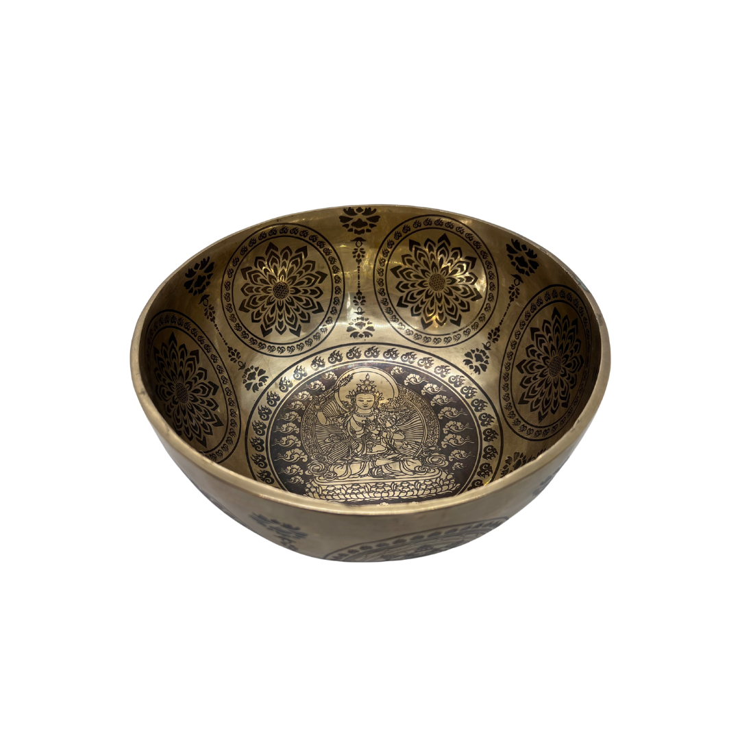 Handmade Bronze Singing Bowl Krishna design (8-9 inch) Awake Healer