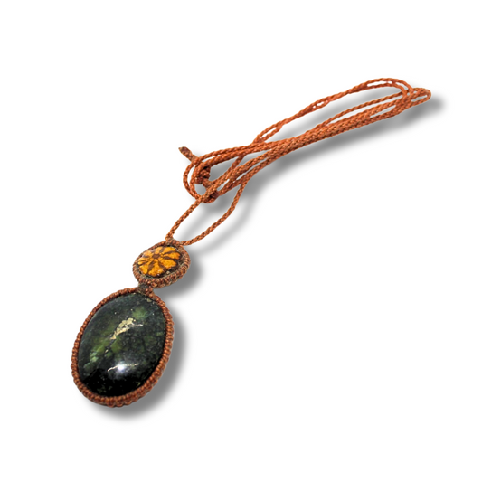 Shipibo Ayahuasca Vine/Stone pendant