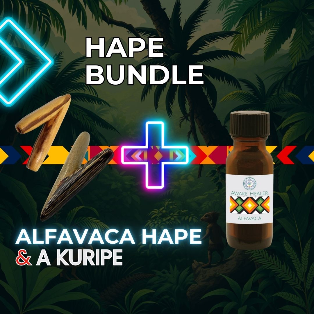 Kuripe applicator made from Chonta, Rosewood, or Palo Santo – paired with Hapé Alfavaca bundle