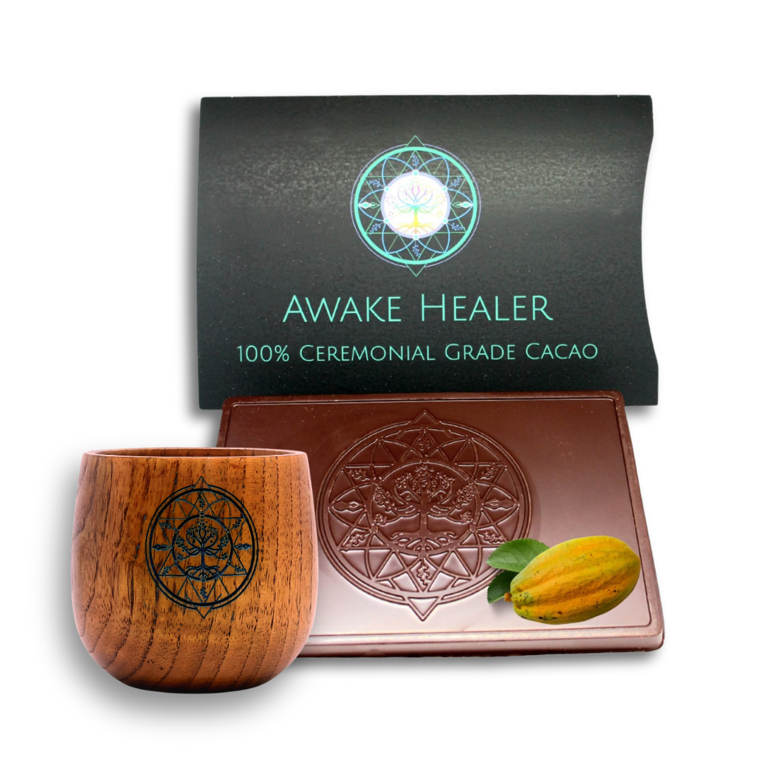 8 oz Ceremonial Cacao + Wooden Cup Bundle